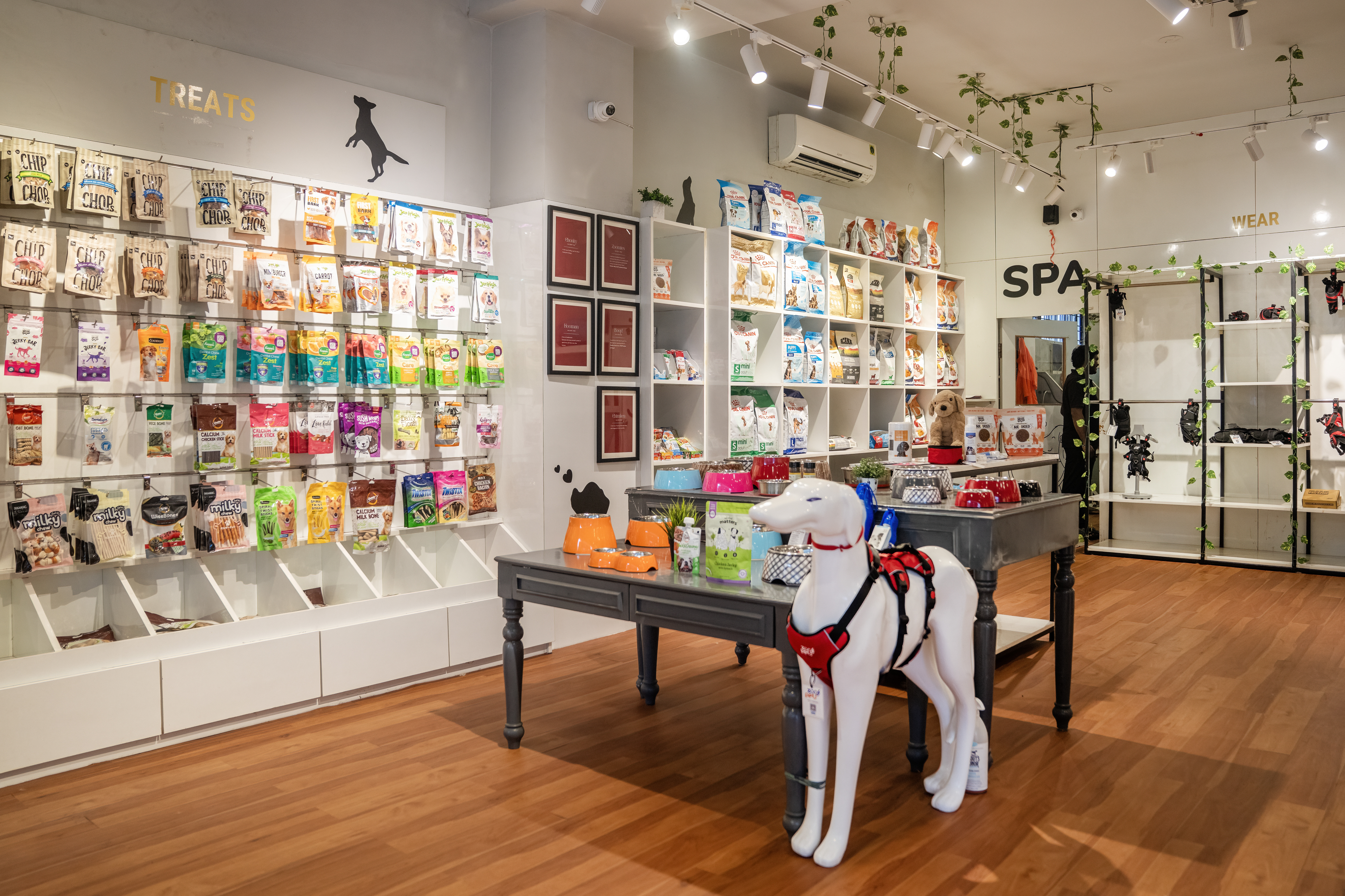 Shelves full of wholesome, clean food and toys